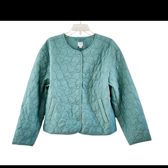 J. Crew Jackets & Blazers - J.CREW Women's Green Snap Button Quilted Heart Jacket Aventurine Size M NEW